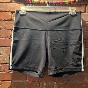 lululemon athletica Black Bike Shorts with White Trim stripes